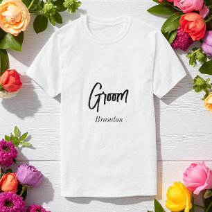 Groom Wedding Black White Script T-Shirt