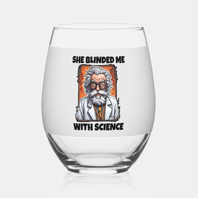 GROOM WEDDING 'BLINDED ME WITH SCIENCE' WINE GLASS (Front)