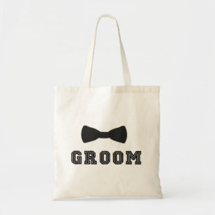 Groom wedding groomsmen bow tie tote bag