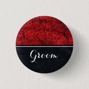 Groom Wedding Red Roses 3 Cm Round Badge