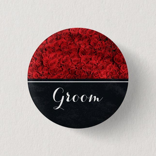 Groom Wedding Red Roses 3 Cm Round Badge (Front)