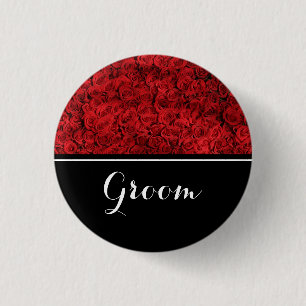 Groom Wedding Red Roses 3 Cm Round Badge