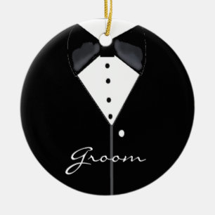 Groom Wedding Tuxedo Ceramic Tree Decoration