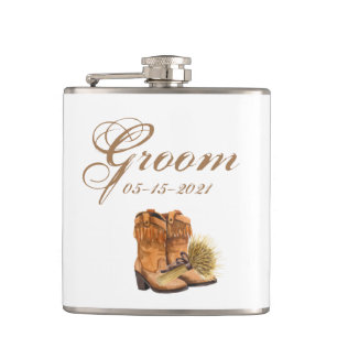 Groom Whiskey Flask Summer Country Wedding Rustic