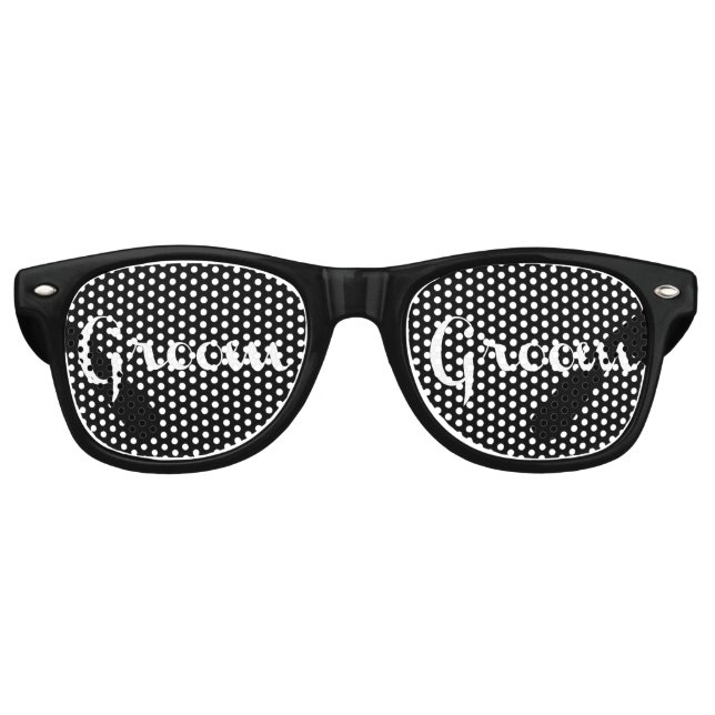 Groom White on Black Retro Sunglasses (Front)