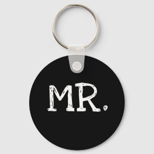 Groom White Text Mr. Key Ring