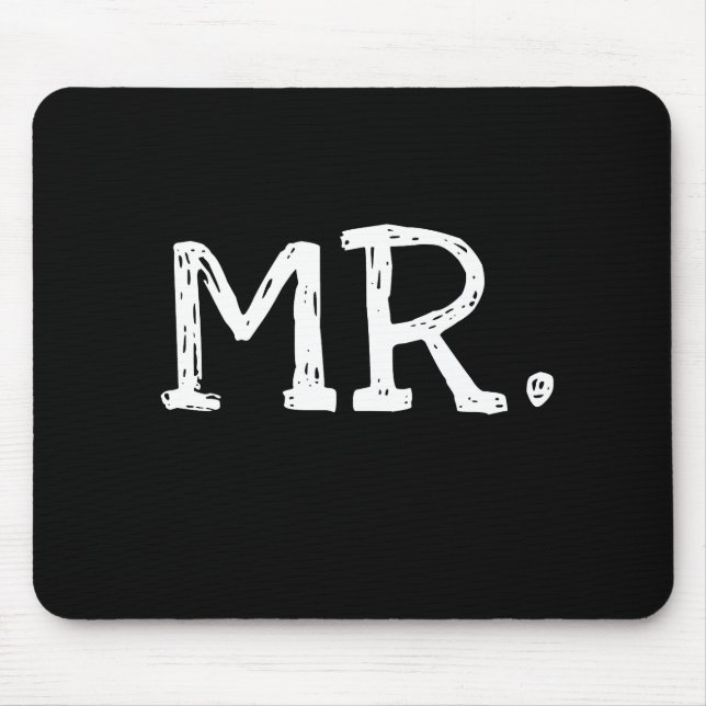 Groom White Text Mr. Mouse Mat (Front)