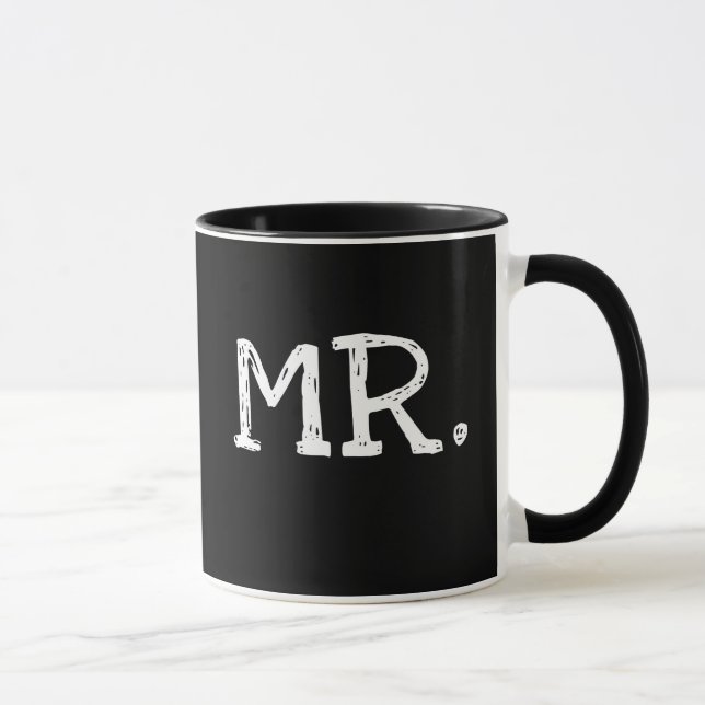 Groom White Text Mr. Mug (Right)