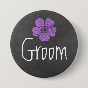 Groom Wild Purple Roses Chalkboard 7.5 Cm Round Badge