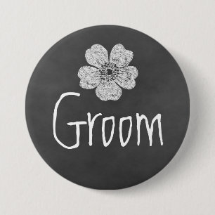 Groom Wild White Roses Chalkboard 7.5 Cm Round Badge