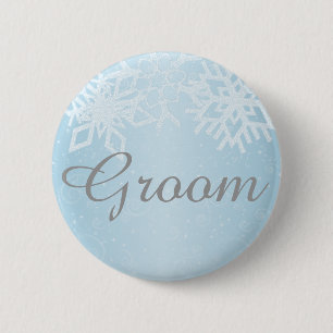 Groom Winter Snowflakes 6 Cm Round Badge