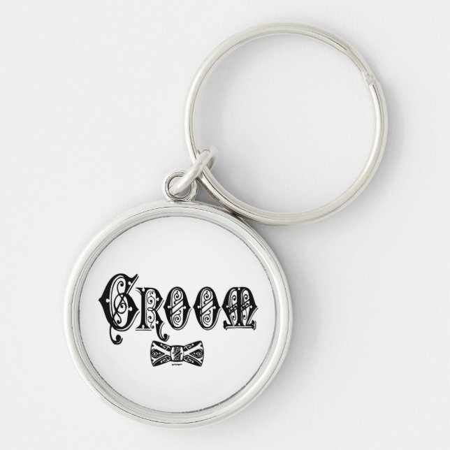 Groom with Bow Tie Black Type Key Ring (Front)