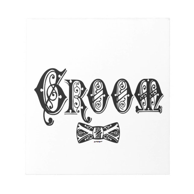 Groom with Bow Tie Black Type Notepad (Front)