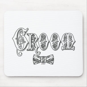Groom with Bow Tie White and Black Type Mouse Mat