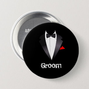Groom with Tuxedo Shirt  7.5 Cm Round Badge