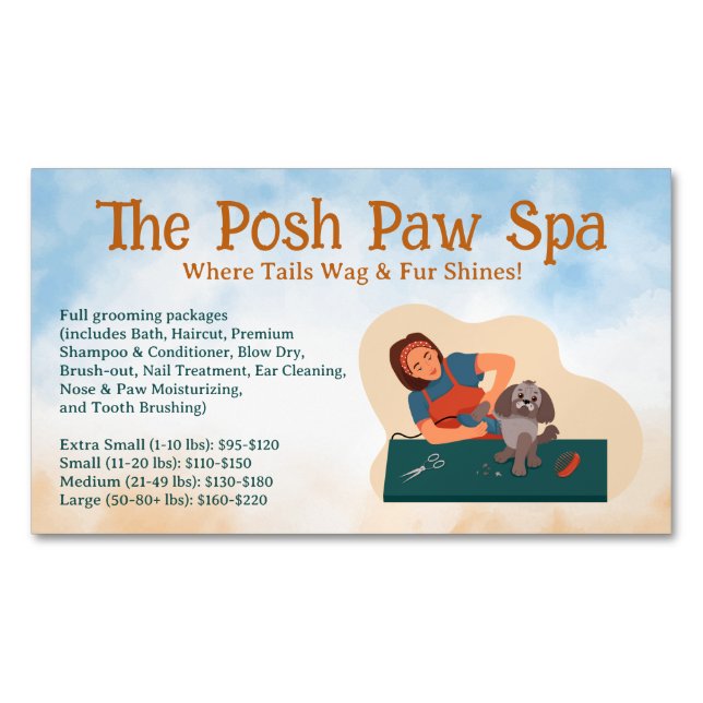 Groomer Shaving Dog Fur  Magnetic Business Card (Front)