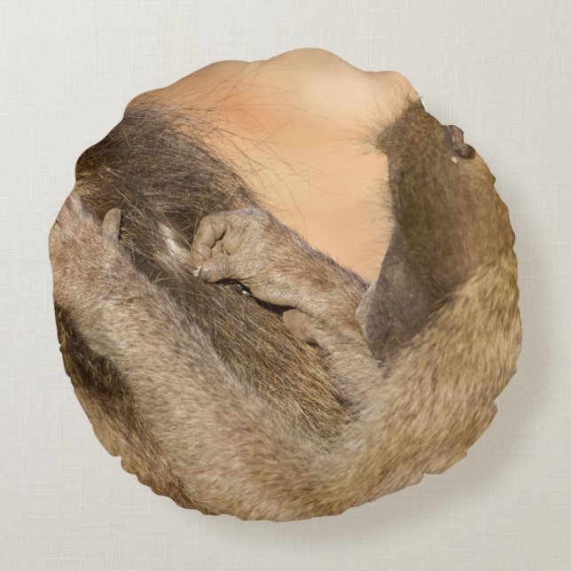 Grooming baboons round cushion (Back)