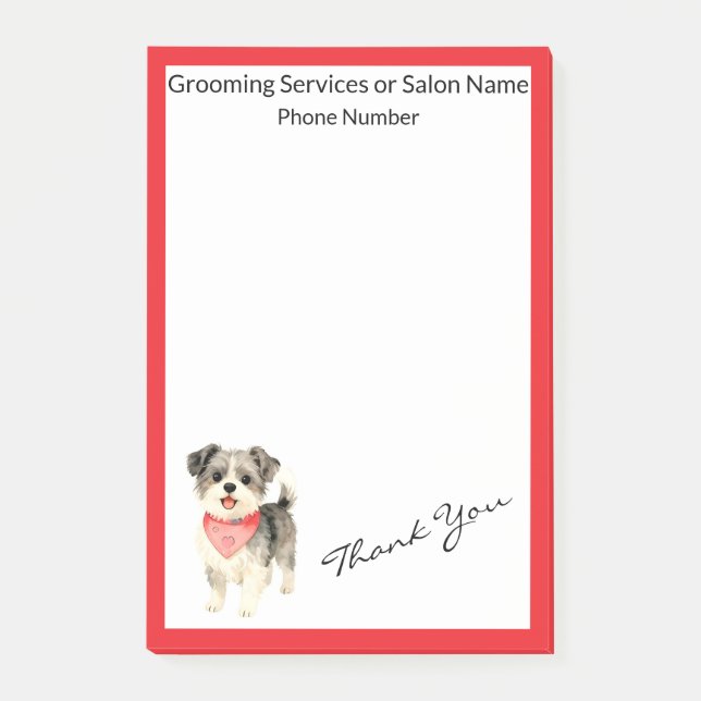 Grooming Dog Personalized Gold Elegant Collection Post-it Notes (Front)