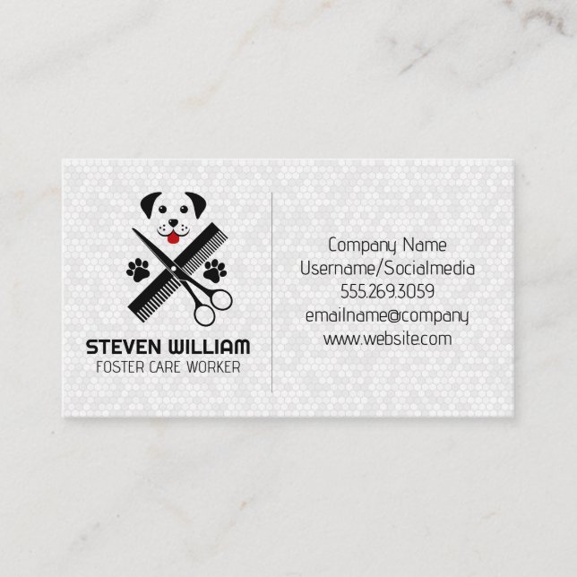 Grooming Dog Tools | Animal Care Services Business Card (Front)