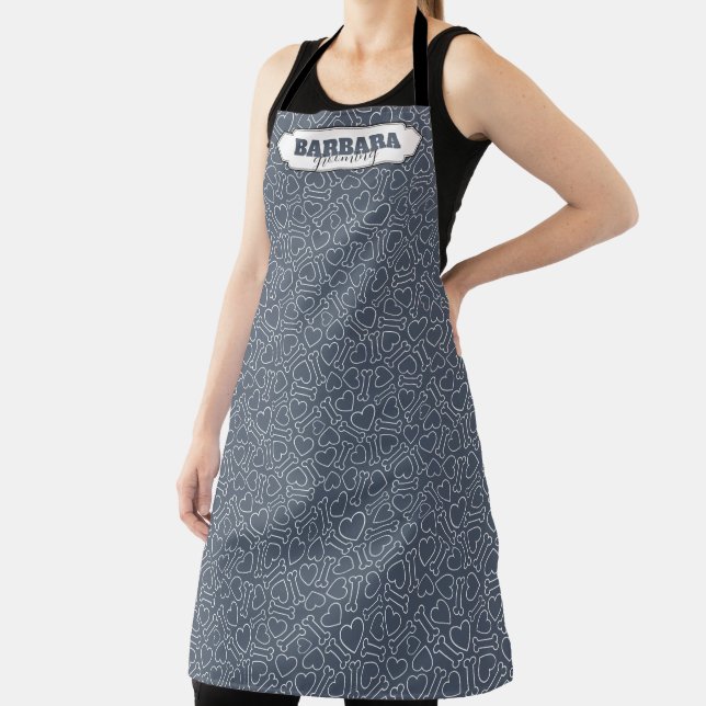 Grooming Grey Dog Paw Pattern Apron (Insitu)