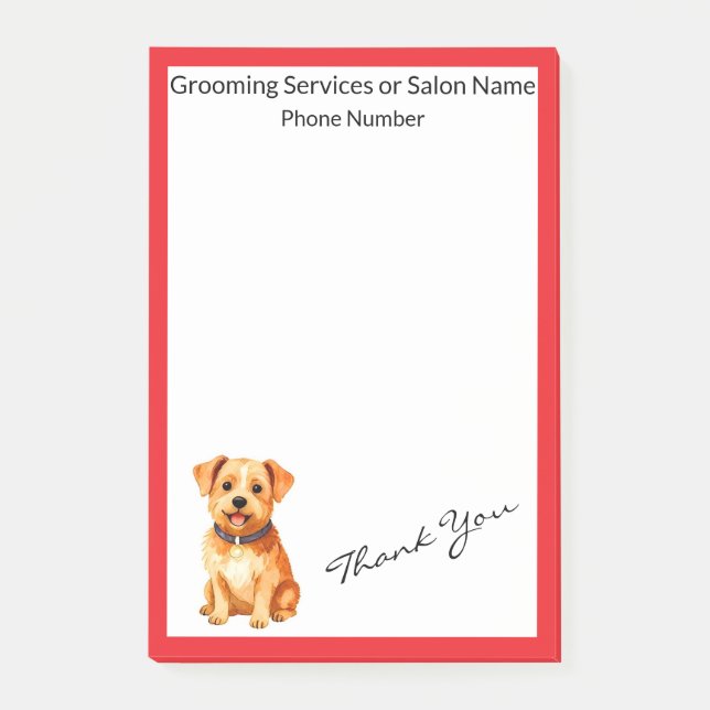 Grooming Pet Personalized Gold Elegant Collection Post-it Notes (Front)