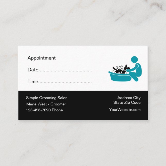 Grooming Pet Salon Appointment Business Cards (Front)