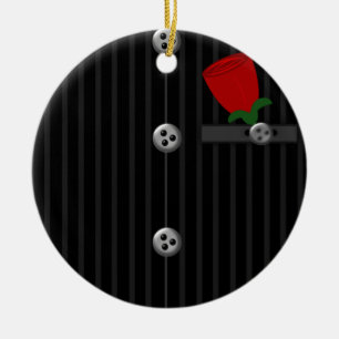 Grooms Black Grey Pinstripe Suit HIS Ornament