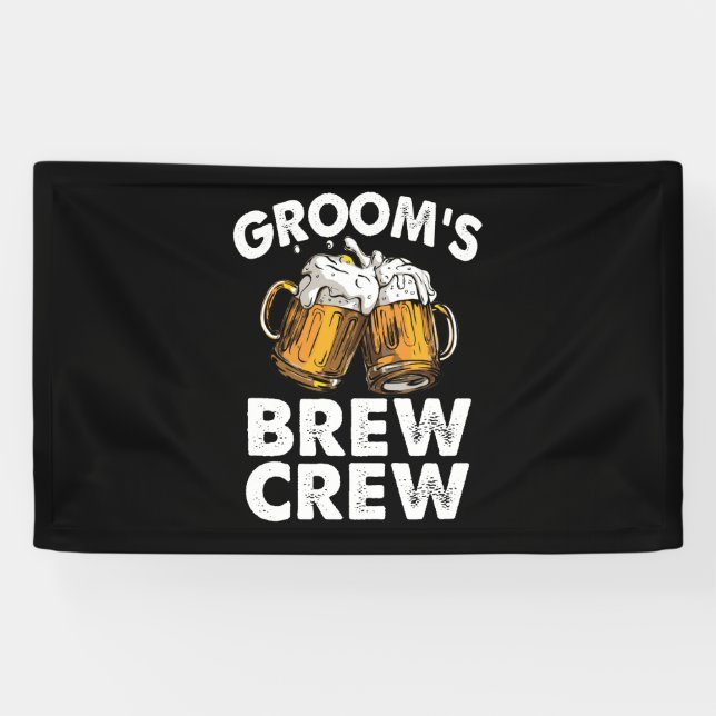 Groom's Brew Crew Funny Groomsmen Bachelor Party Banner (Horizontal)