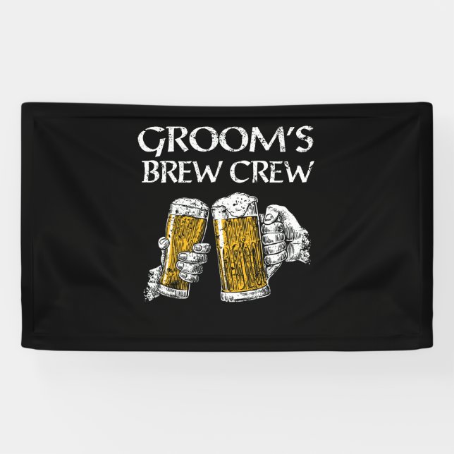 Groom's Brew Crew Funny Groomsmen Bachelor Party Banner (Horizontal)