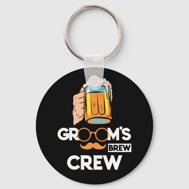 Groom's Brew Crew Groomsmen Bachelor Party Key Ring (Front)