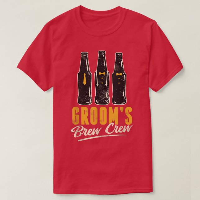 Grooms BrewCrew Funny Groomsmen Bachelor Party for T-Shirt (Design Front)