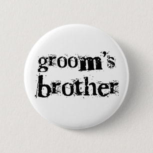 Groom's Brother Black Text 6 Cm Round Badge