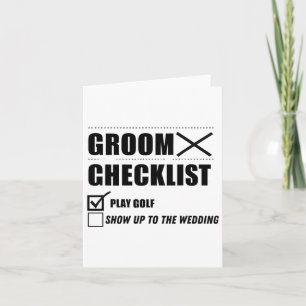 Groom's Checklist Golf Wedding - Funny Bachelor Pa Card