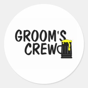 Grooms Crew Beer Classic Round Sticker