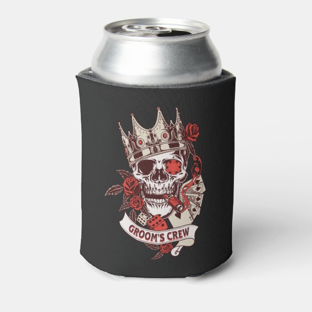 Groom's Crew Skull Bachelor Party Can Cooler (Can Back)