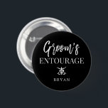 Groom's Entourage | Groomsmen Black 6 Cm Round Badge<br><div class="desc">Let your groomsmen,  best man,  and whole groom's side family know how much you appreciate them being a part of your wedding entourage.  

This unique button design features the words "groom's entourage" with a spot underneath for your gift recipient's name.</div>