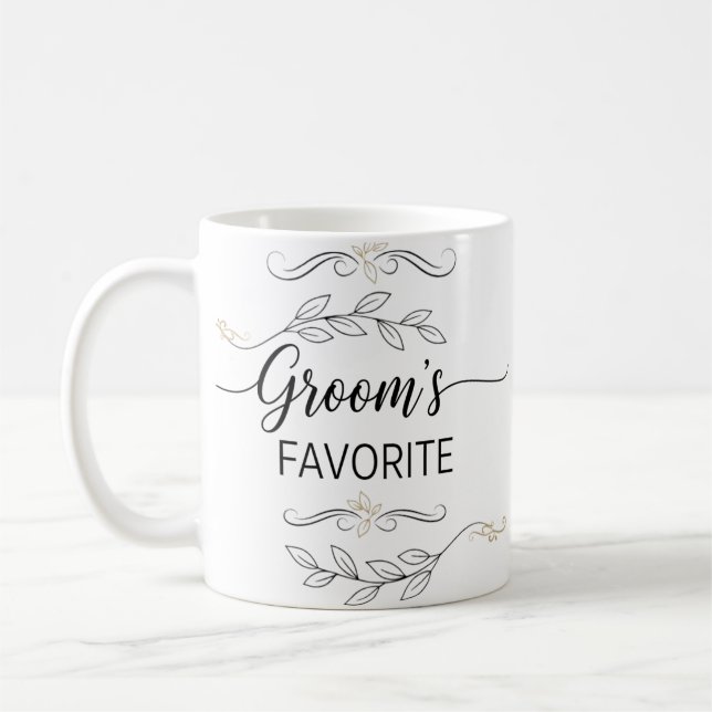 Groom's Favourite Elegant Wedding Script Mug (Left)