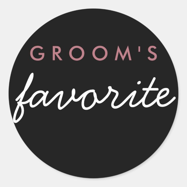 Groom's Favourite Sticker Wedding Rose Gold Black (Front)