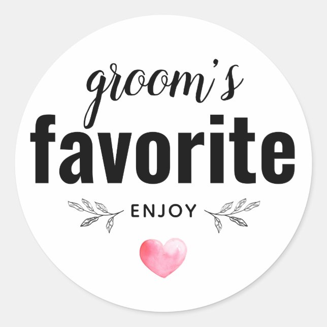 Groom's Favourite Wedding Favour Classic Round Sticker (Front)