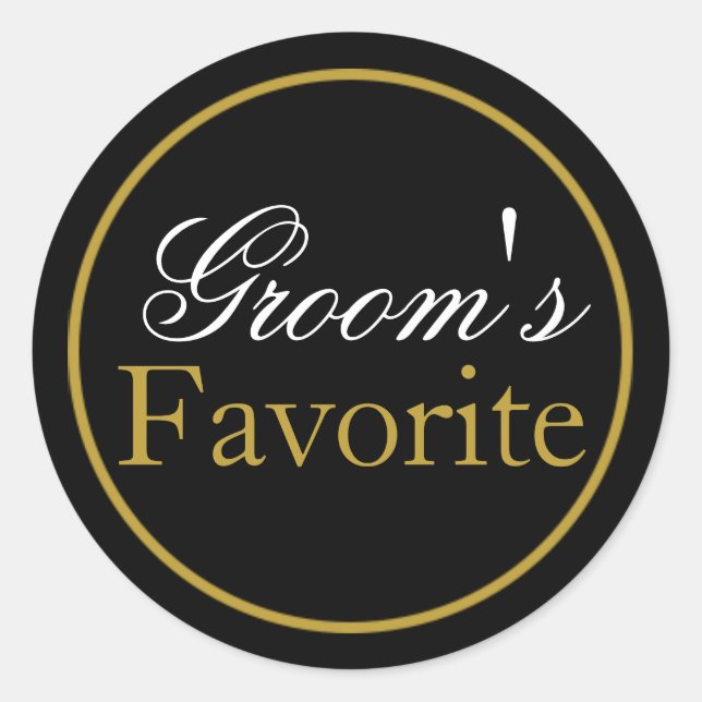 Groom's Favourite Wedding Sticker Blush Black Gold (Front)