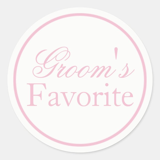"Groom's Favourite" Wedding Sticker Blush Pink (Front)