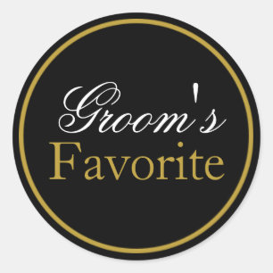 Groom's Favourite Wedding Sticker white Black Gold