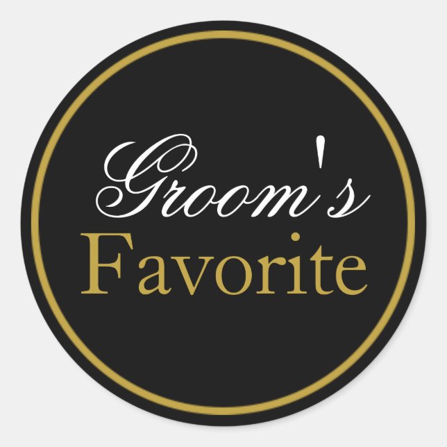 Groom's Favourite Wedding Sticker white Black Gold (Front)