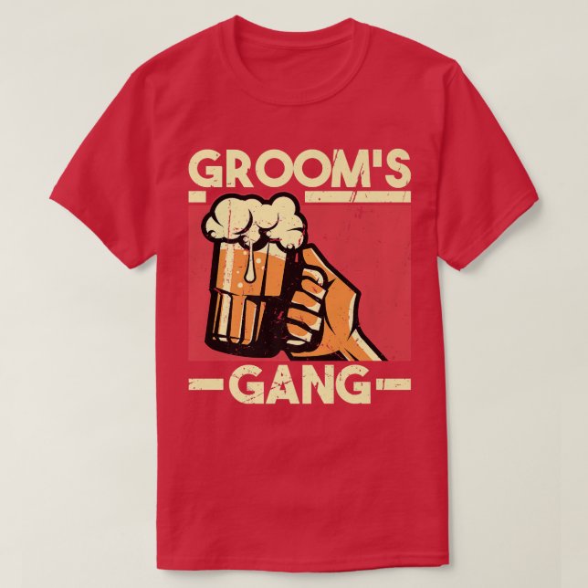 Grooms Gang Bachelor Engagement Wedding Party  T-Shirt (Design Front)