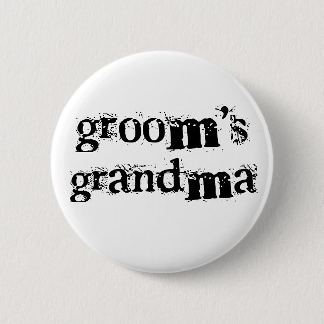Groom's Grandma Black Text 6 Cm Round Badge (Front)