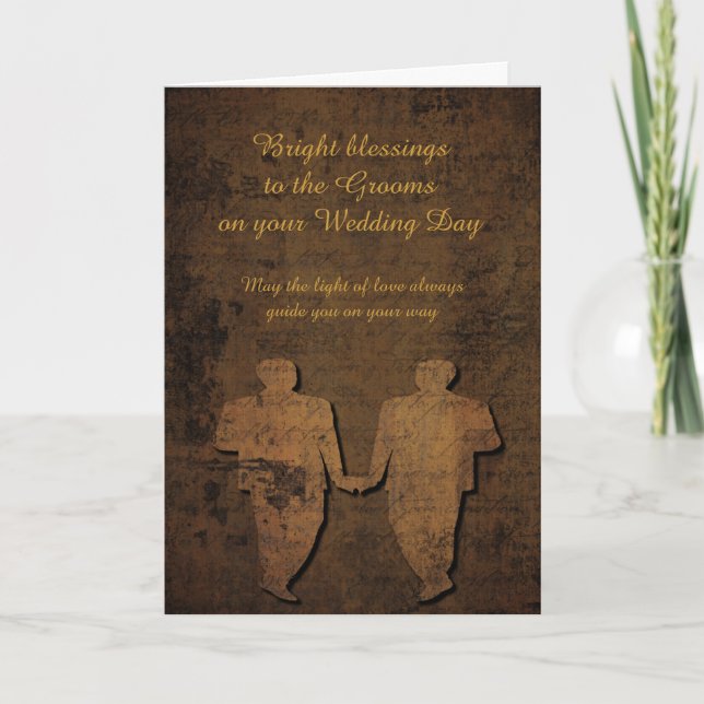 Grooms Lit by Love Gay Wedding Card (Front)