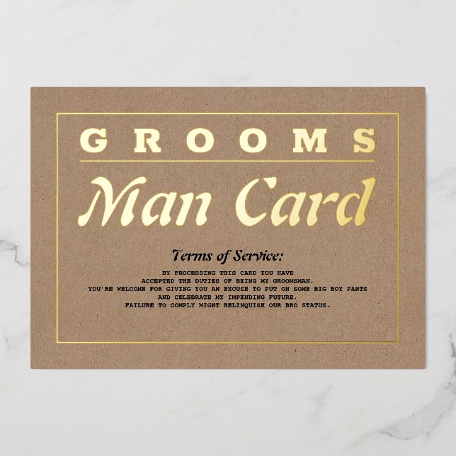 Grooms Man Card Terms of Service Funny Proposal (Front)