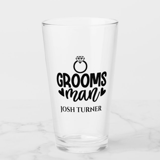 Grooms Man custom typography wedding Glass (Front)
