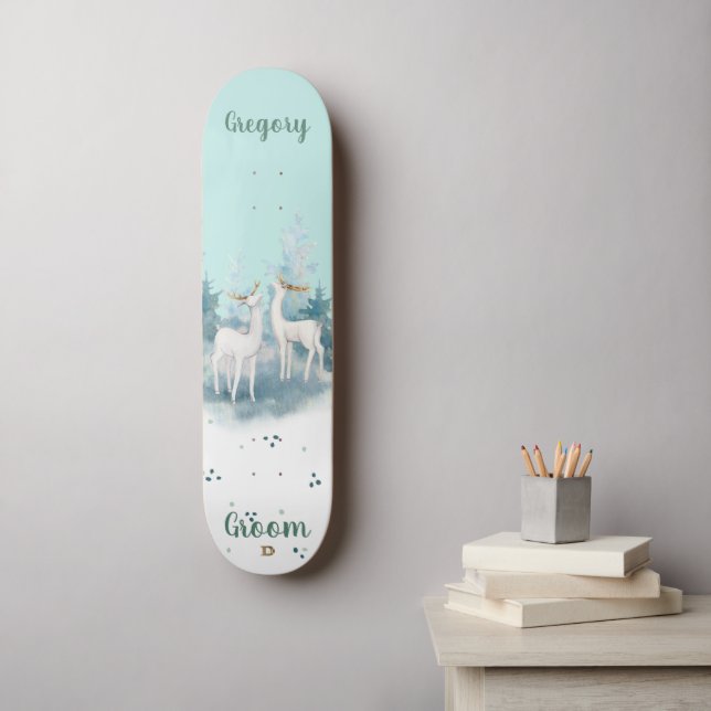 Grooms Mint with White Deer Dd Brand   Skateboard (Wall Art)