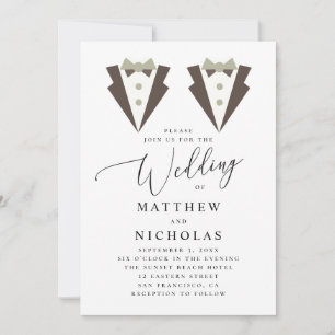 Grooms. Mr and Mr suit. Pride lgbt. Gay wedding Invitation